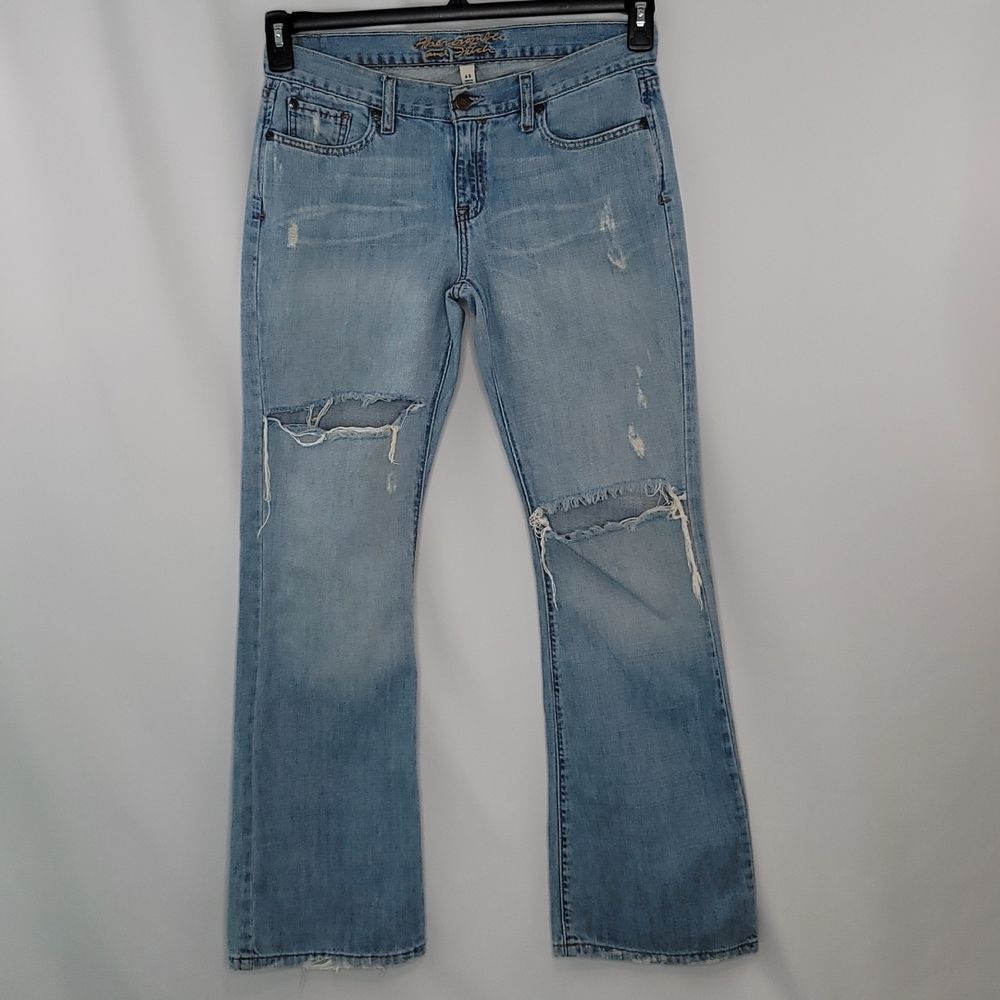Abercrombie & Fitch Light Blue Distressed Bootcut Jeans